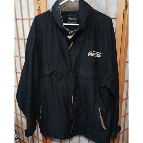 Spotlight Coca-Cola Windbreaker Jacket Medium Black Vintage Logo Zip Up - Picture 1 of 13